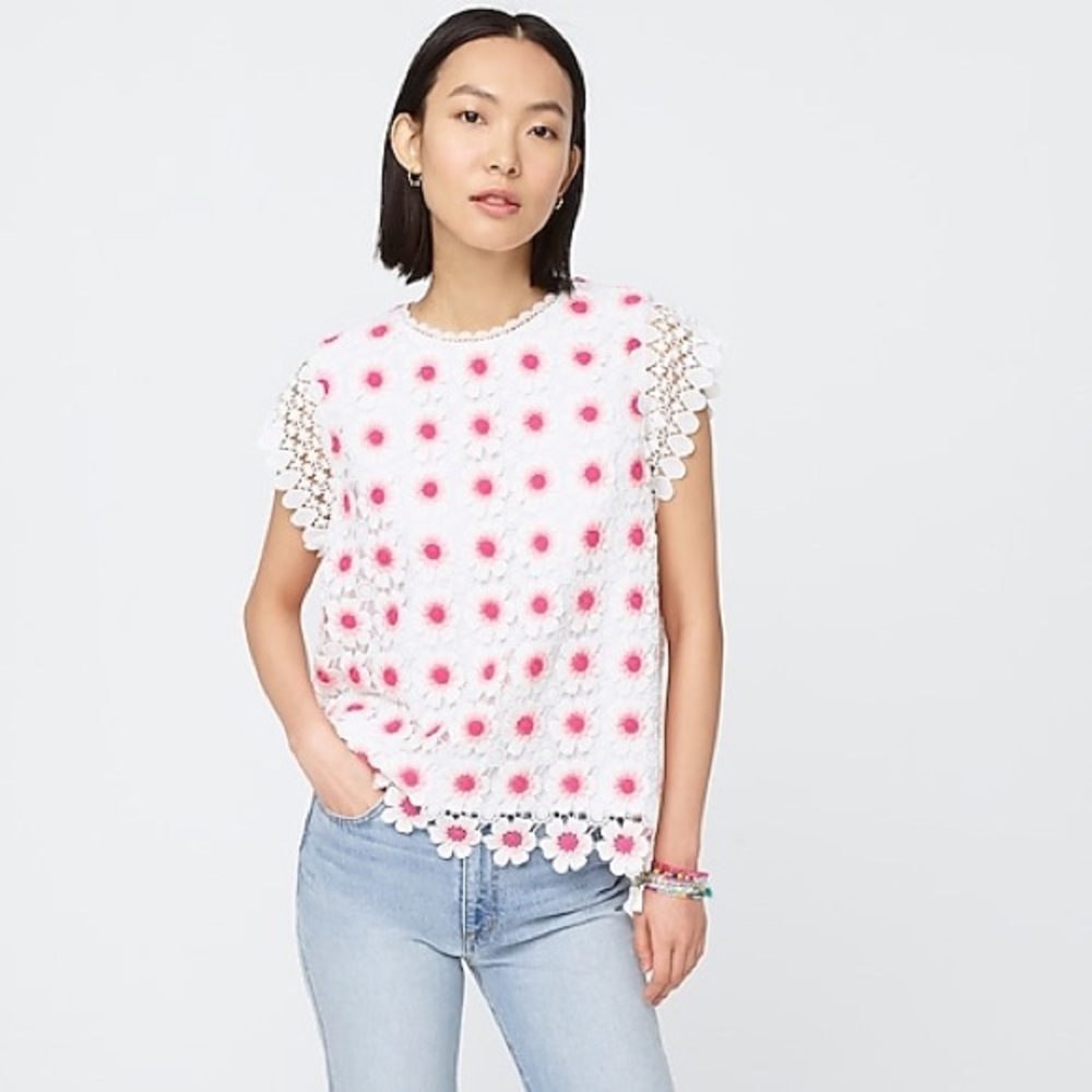 J. Crew Floral Crochet Top